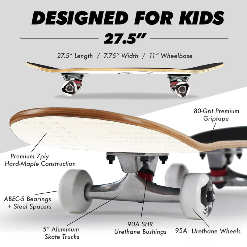 Magneto Complete Maple Wood Skateboard - 27.5 in x 7.75 in, Video Game - Cruiser & Longboard Skateboard for Kids & Teens with Double Kick Concave Deck & ABEC 5 Bearings - Image 3